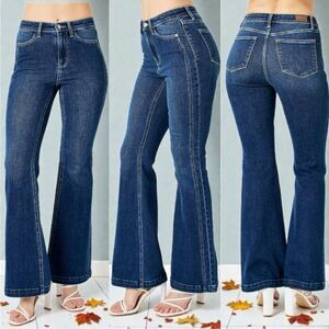 Judy Blue High Rise Angled Side Seam Flare Jeans 13/31 NWT